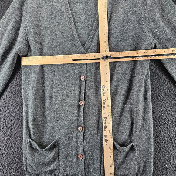 Halston Womens Sweater Gray Size Medium Acrylic/Wool Blend Button Down Pockets - Picture 3 of 12
